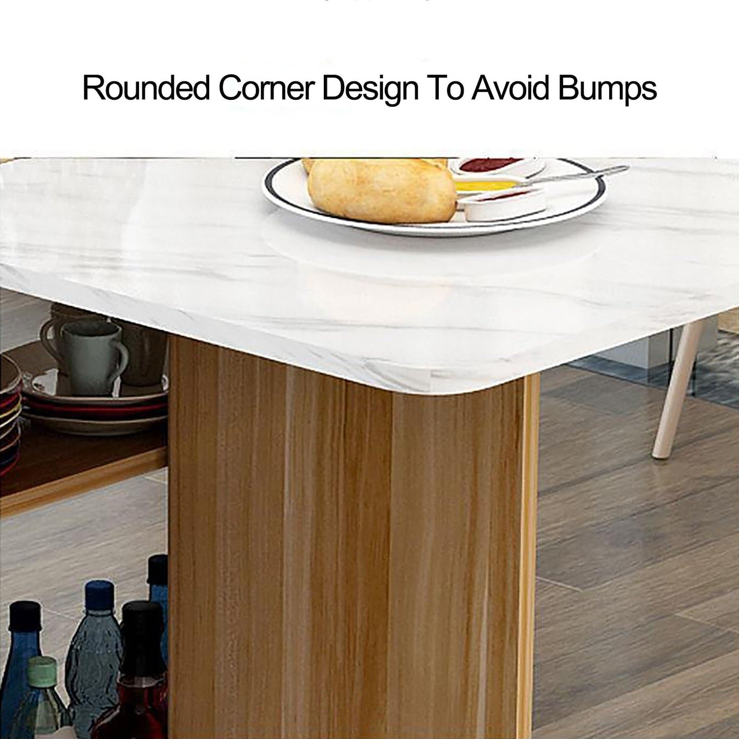 Folding Dining Table with Storage Shelves & Wheels - Space-Saving Extendable Table for Small Apartments