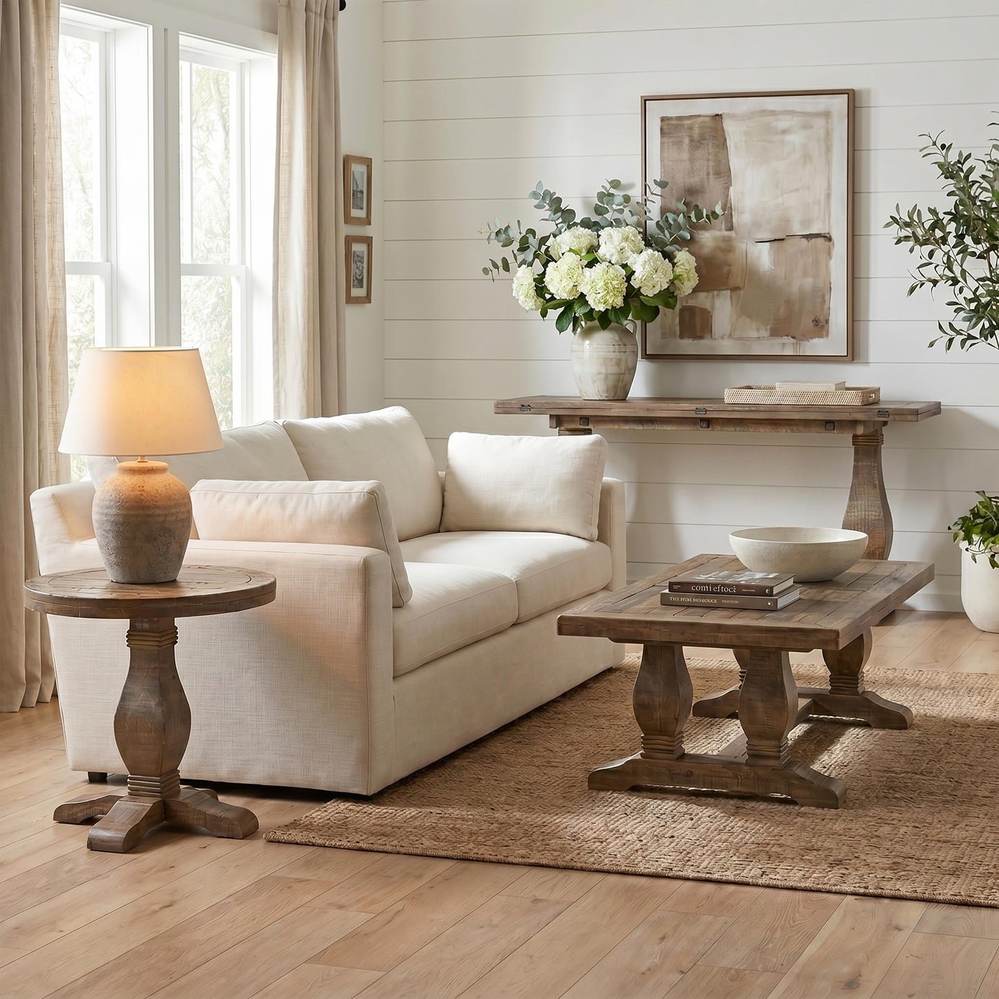Martin Svensson Napa Flip Top Console Dining Table - Extendable Drop Leaf Solid Pine